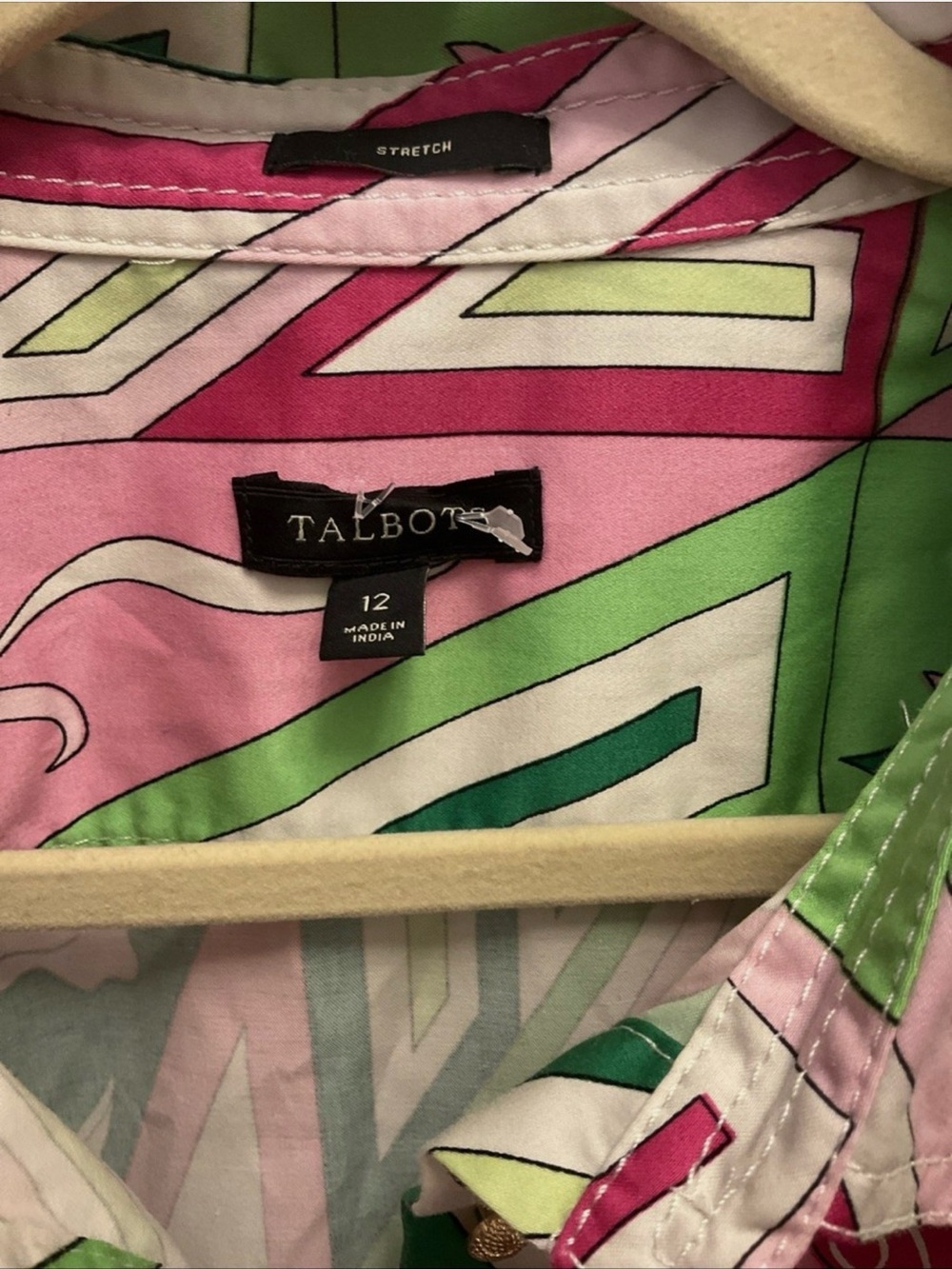 Talbots Women’s Pink & Green Geometric Floral Dress - Picture 3 of 9